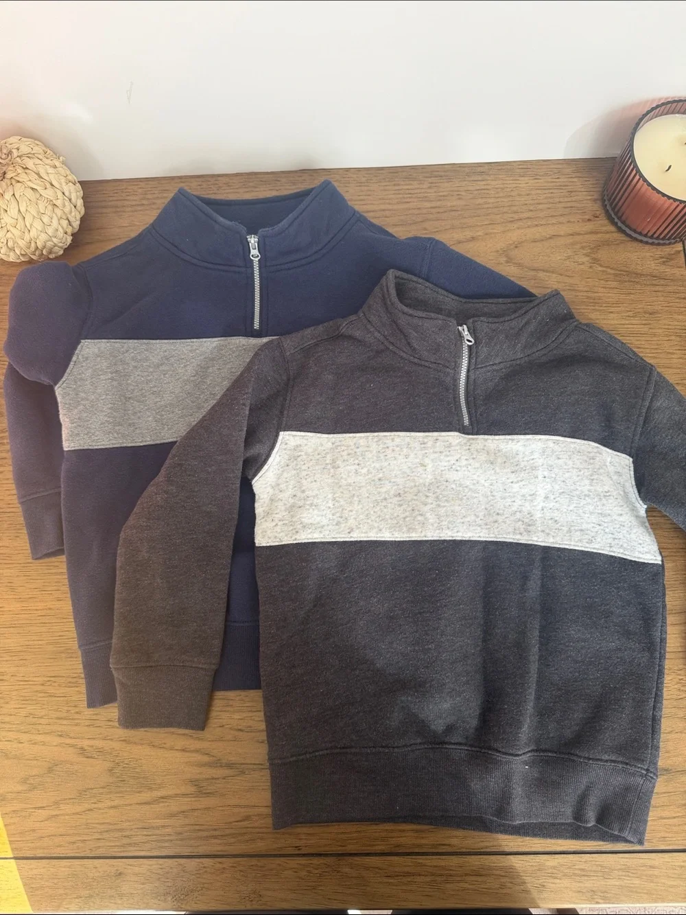 jumping beans Boys' Navy & Charcoal Zip-Up Sweaters with Heather Stripe